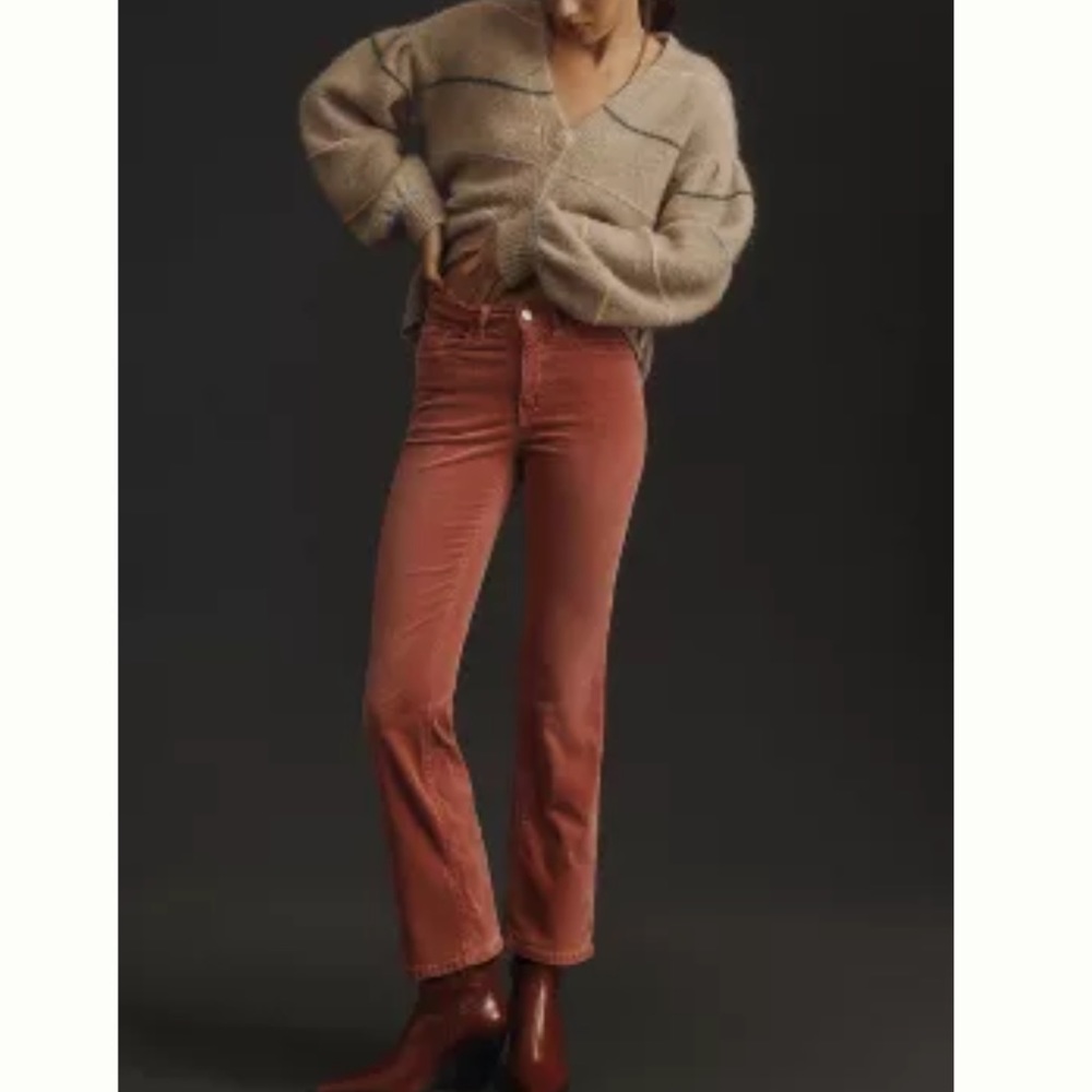 The Yaya Mid-Rise Corduroy Crop Flare Jeans by Pilcro. Size 16W Color Rose Mauve